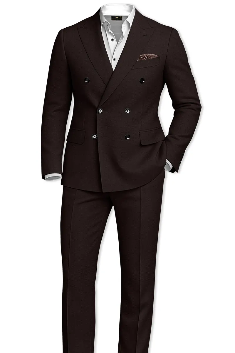 Hampton-Gondola Brown Diamond Textured Wool Rich Slight Double Single Breasted Blazer 9