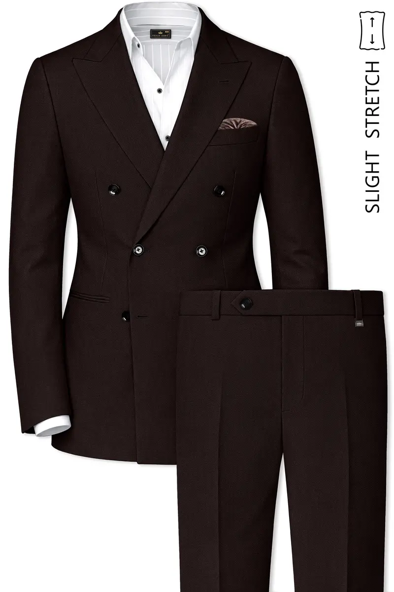 Hampton-Gondola Brown Diamond Textured Wool Rich Slight Double Single Breasted Suit 2