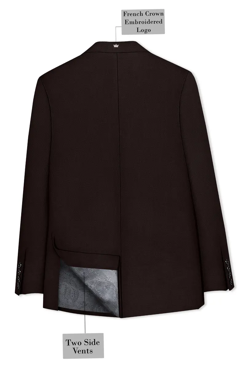 Hampton-Gondola Brown Diamond Textured Wool Rich Slight Double Single Breasted Suit 9