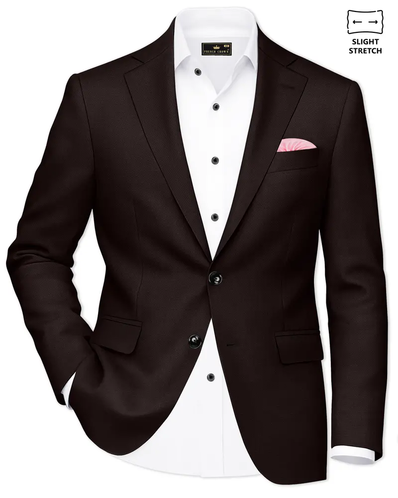 Hampton-Gondola Brown Diamond Textured Wool Rich Slight Stretch Single Breasted Blazer 1