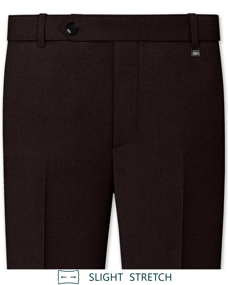 Hampton-Gondola Brown Diamond Textured Wool Rich Slight Stretch Waistband Pant 1
