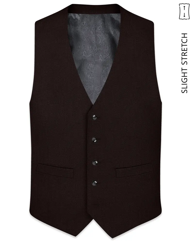Hampton-Gondola Brown Diamond Textured Wool Rich Slight Stretch Waistcoat 1
