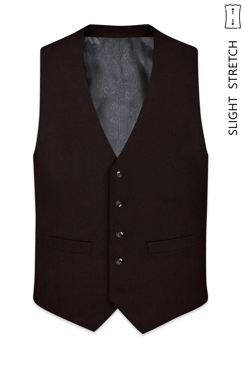 Hampton-Gondola Brown Diamond Textured Wool Rich Slight Stretch Waistcoat 2
