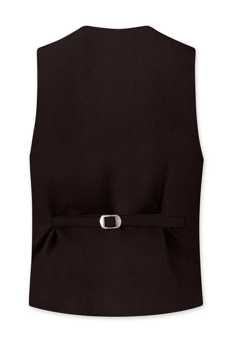 Hampton-Gondola Brown Diamond Textured Wool Rich Slight Stretch Waistcoat 4