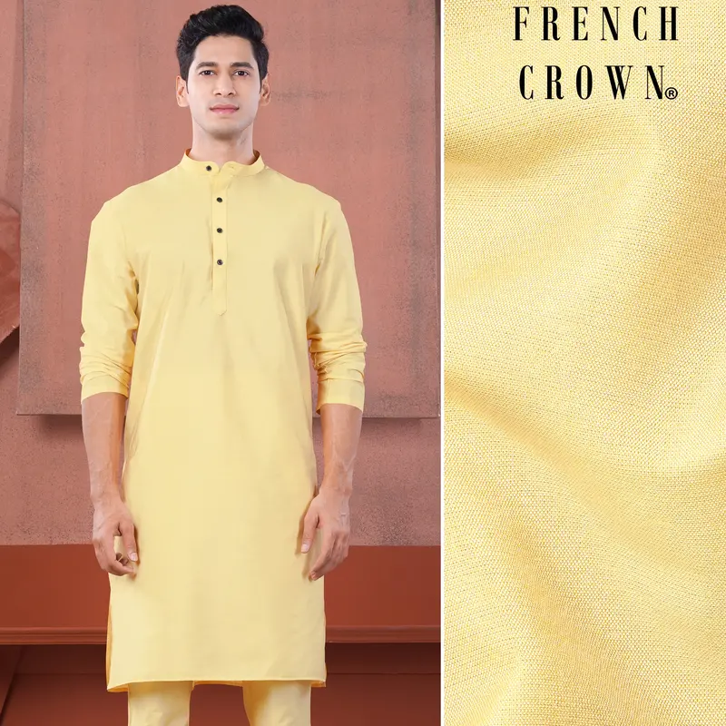 Hampton Yellow Subtle Sheen Viscose Kurta 1