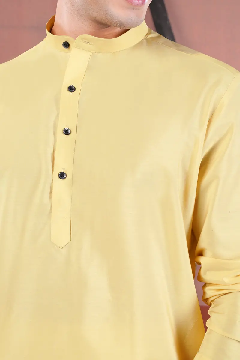 Hampton Yellow Subtle Sheen Viscose Kurta Set 4