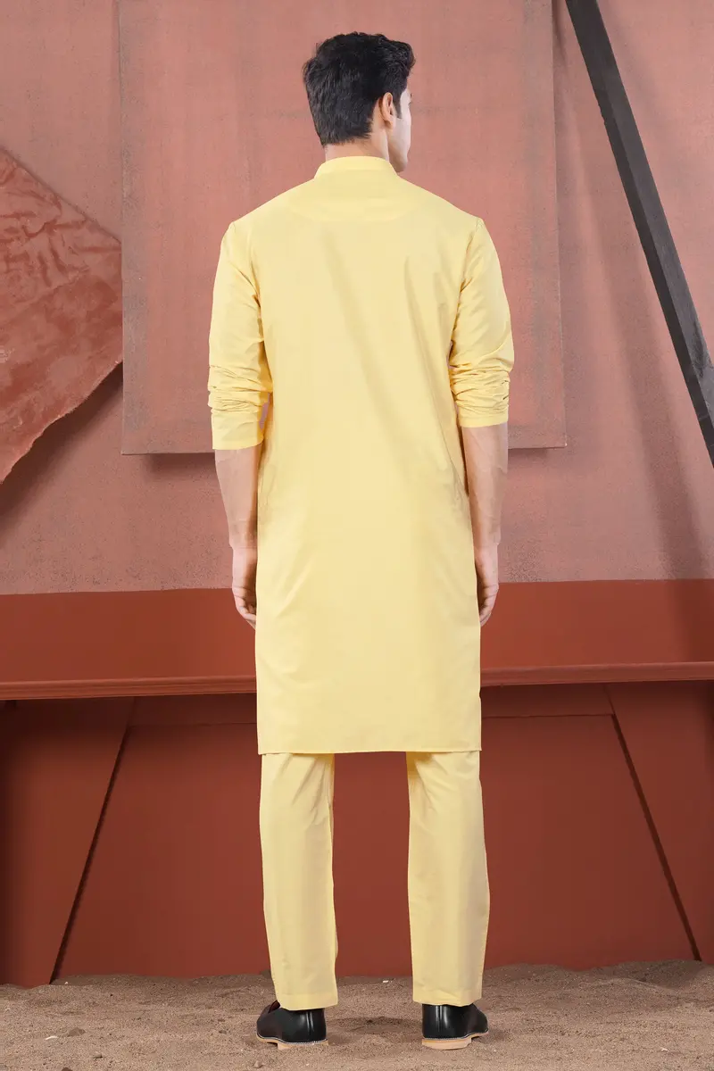 Hampton Yellow Subtle Sheen Viscose Kurta Set 8