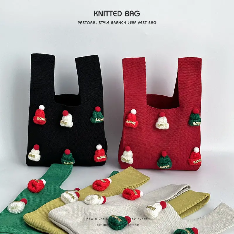Handmade Christmas Hat Cute Knitted Wrist Bag 1