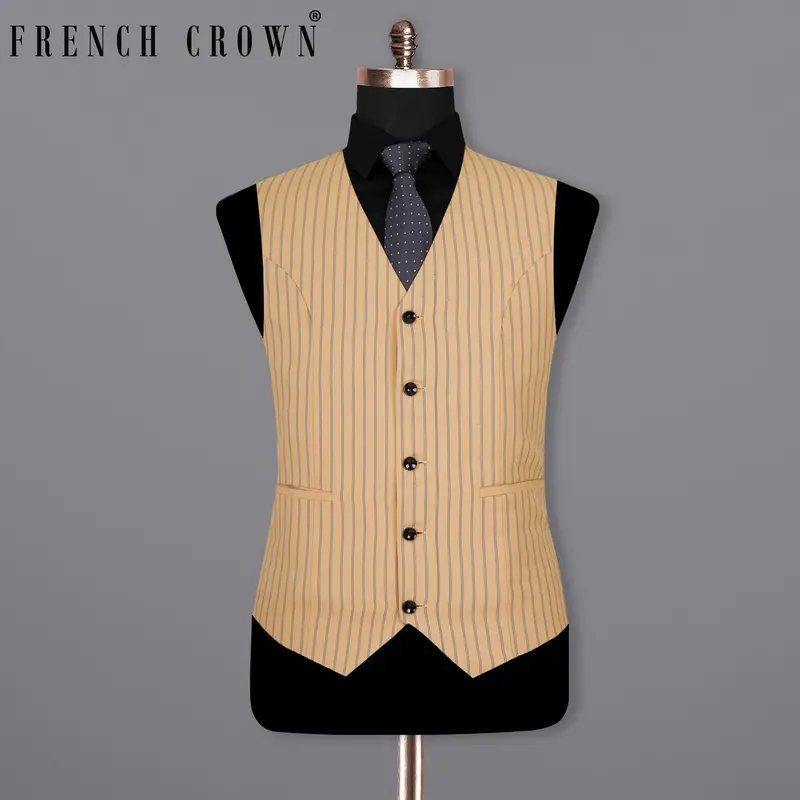 Harvest Gold Cream Striped Woolrich Waistcoat 1