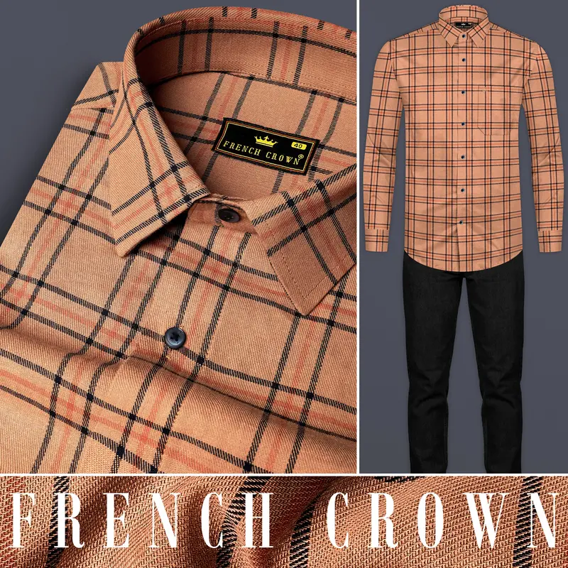 Harvest Orange Plaid Twill Premium Cotton Shirt 10
