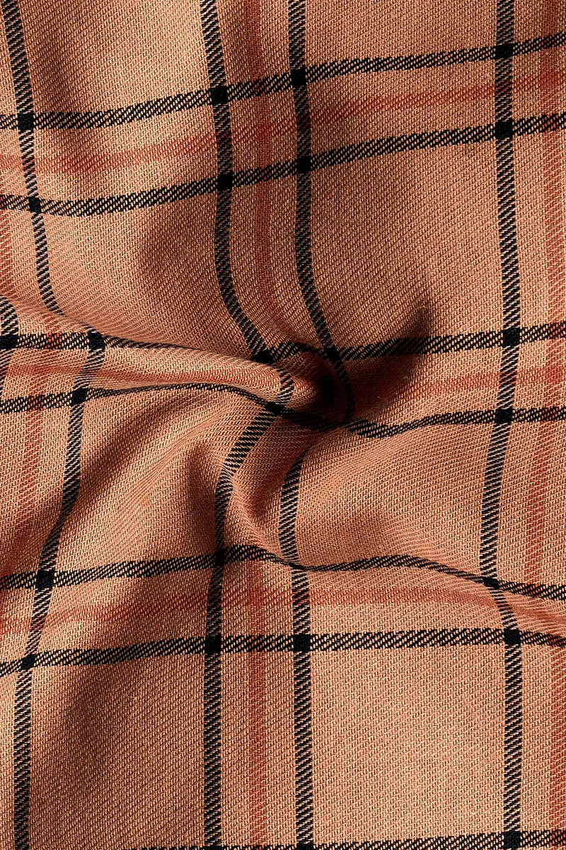 Harvest Orange Plaid Twill Premium Cotton Shirt 2