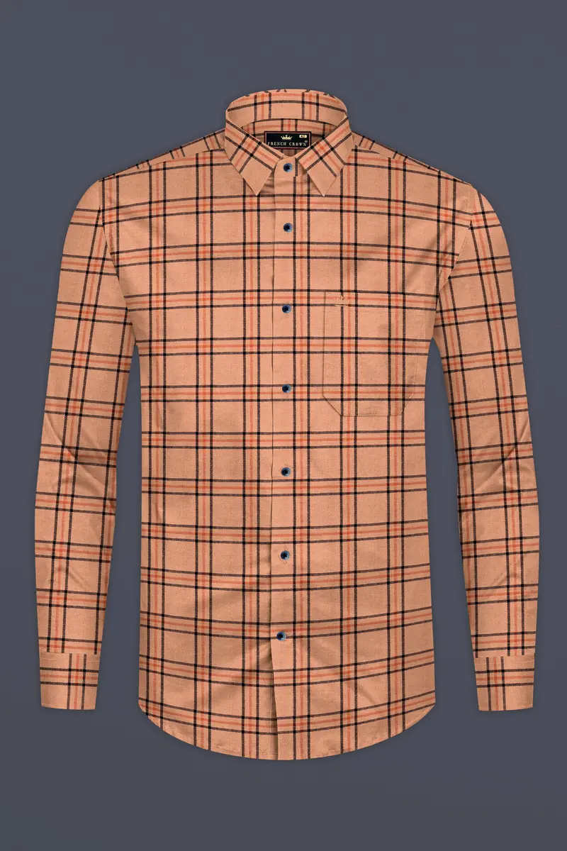 Harvest Orange Plaid Twill Premium Cotton Shirt 4