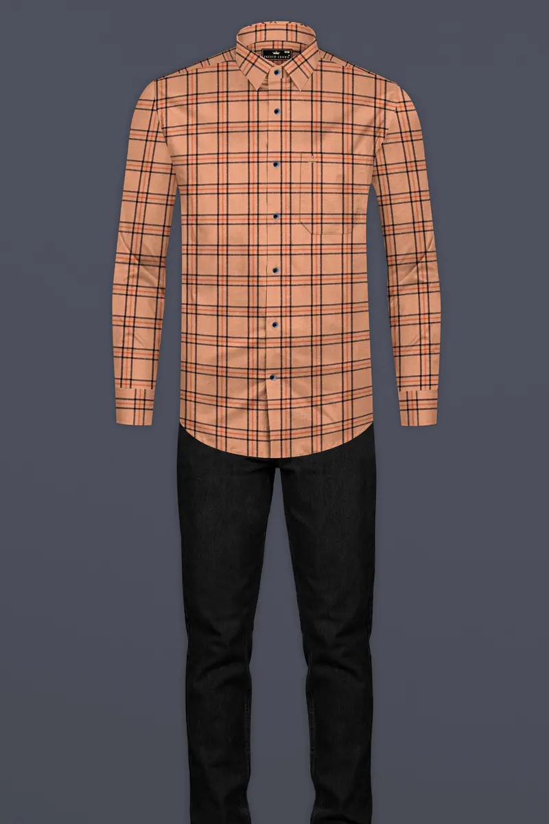 Harvest Orange Plaid Twill Premium Cotton Shirt 6