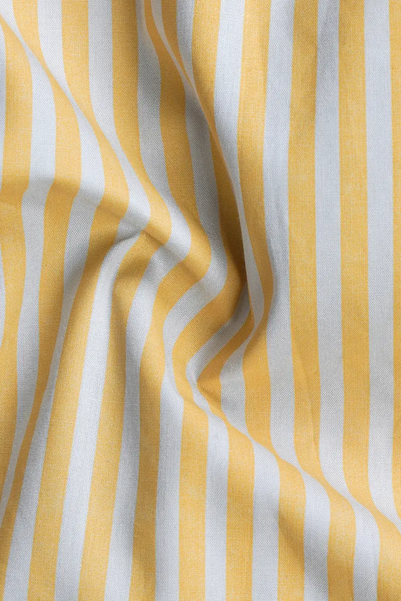 Harvest Yellow And Bright White Striped Premium Cotton Shirt 2