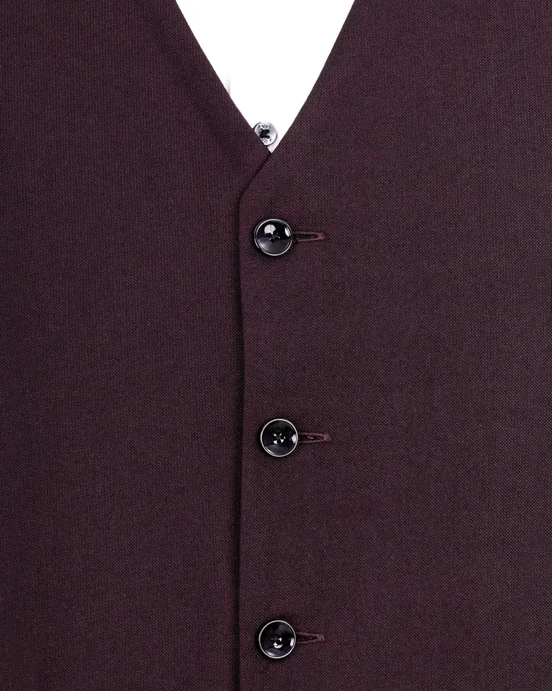 Havana Wine With Black Lapel Textured Waistcoat 5