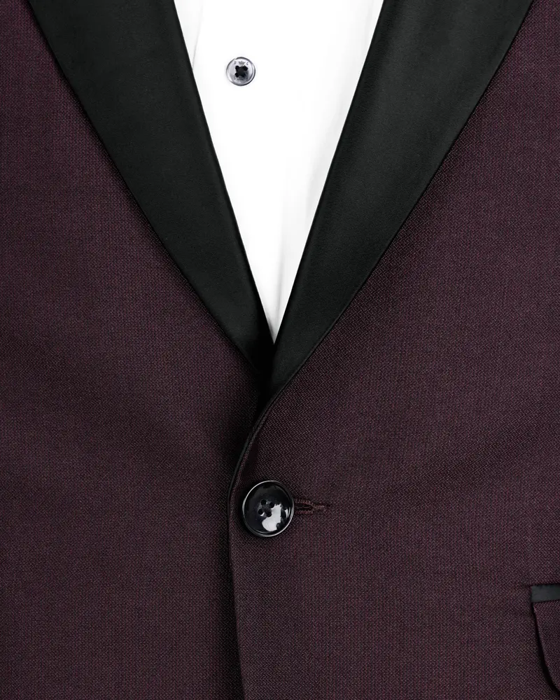 Havana Wine With Black Lapel Tuxedo Blazer 4