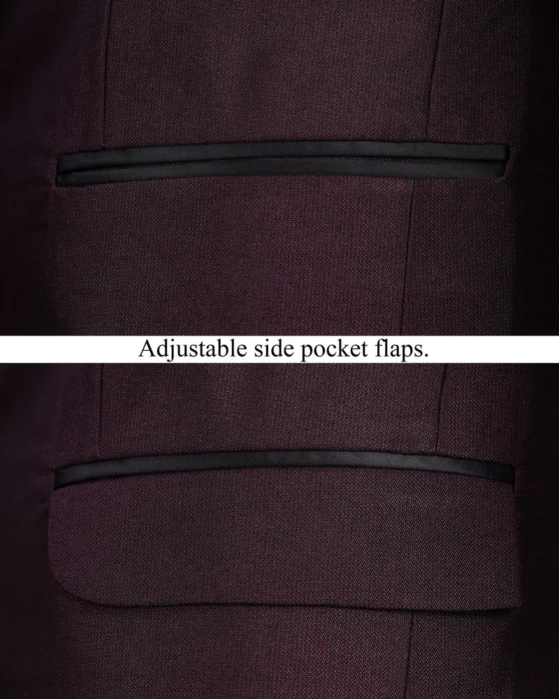 Havana Wine With Black Lapel Tuxedo Blazer 5