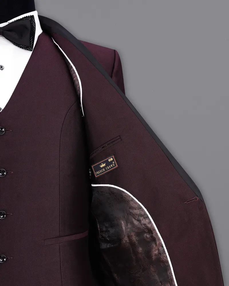 Havana Wine With Black Lapel Tuxedo Blazer 7