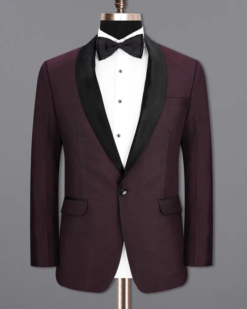 Havana Wine With Black Lapel Tuxedo Blazer 8