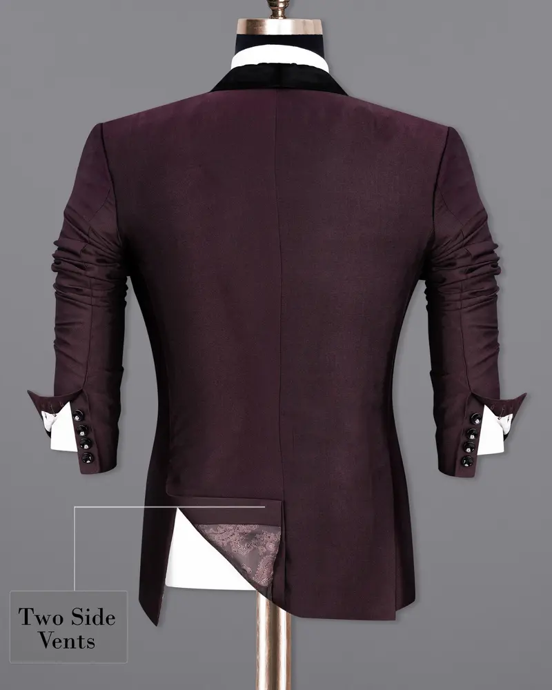 Havana Wine With Black Lapel Tuxedo Blazer 9