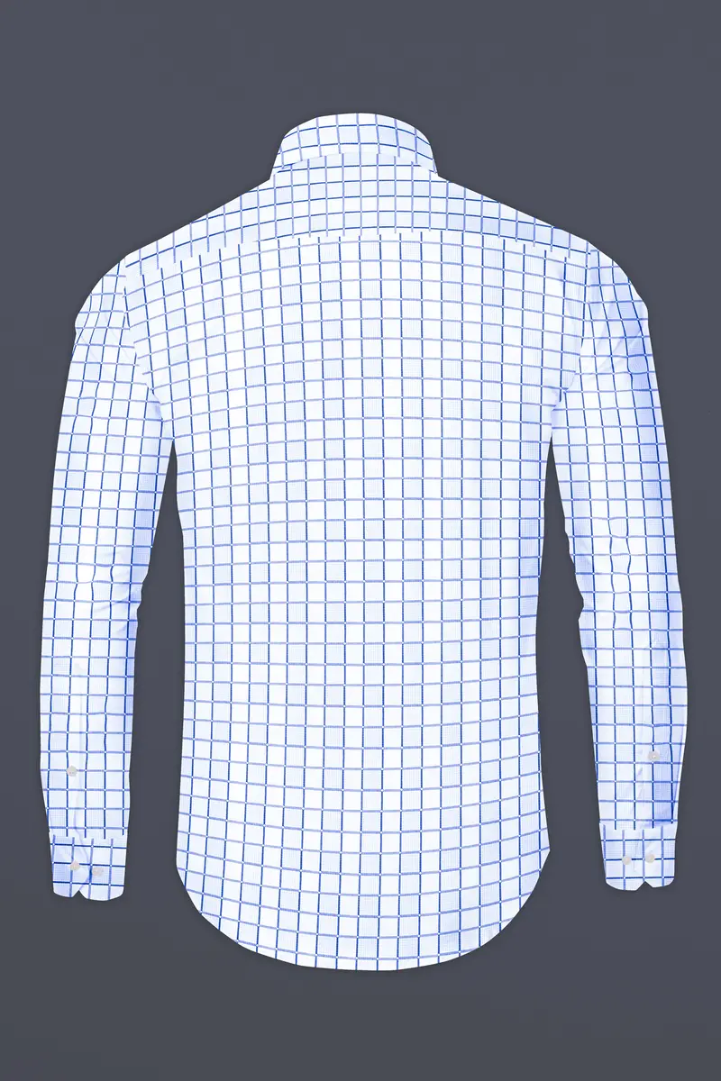 Havelock Blue And White Checkered Dobby Textured Premium Giza Cotton Shirt 5
