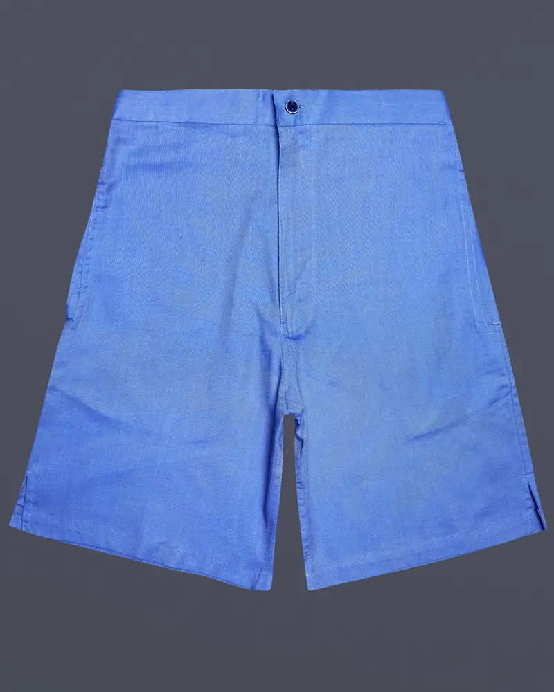 Havelock Blue Solid Oxford Premium Cotton Shorts 1