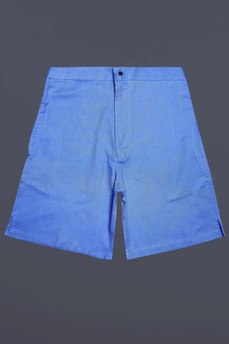 Havelock Blue Solid Oxford Premium Cotton Shorts 2