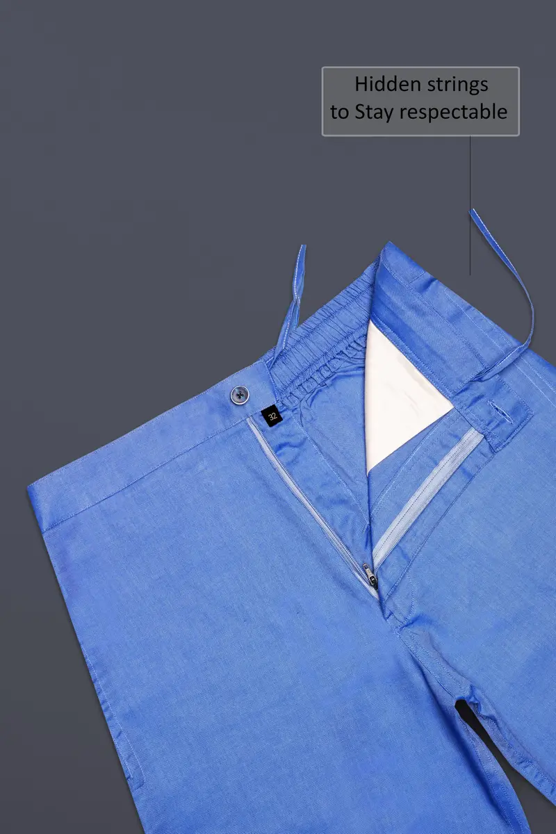 Havelock Blue Solid Oxford Premium Cotton Shorts 4