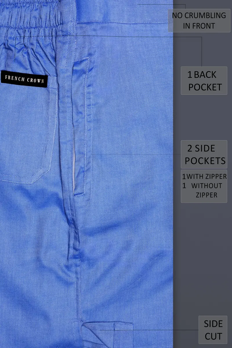 Havelock Blue Solid Oxford Premium Cotton Shorts 6