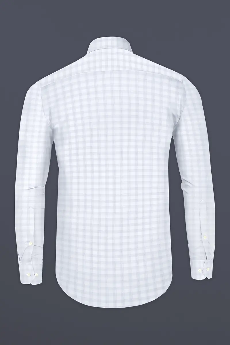 Hawkes Blue And Bright White Checked Jacquard Textured Premium Cotton Shirt 5