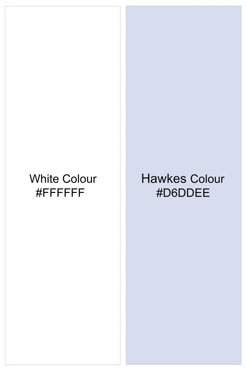 Hawkes Blue And Bright White Checked Jacquard Textured Premium Cotton Shirt 8