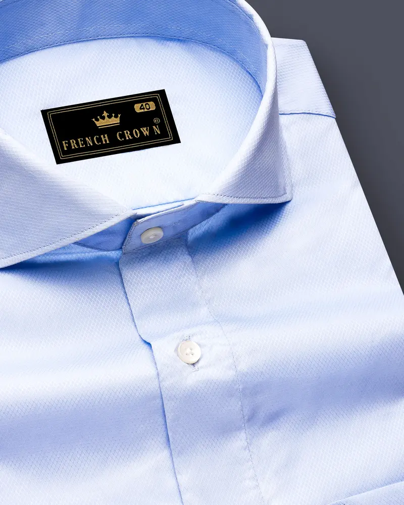 Hawkes Blue Dobby Textured Premium Cotton Shirt 1