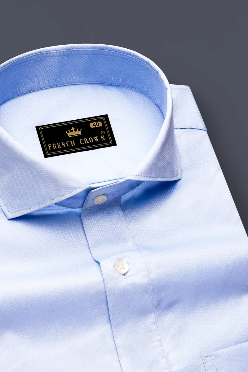 Hawkes Blue Dobby Textured Premium Cotton Shirt 2