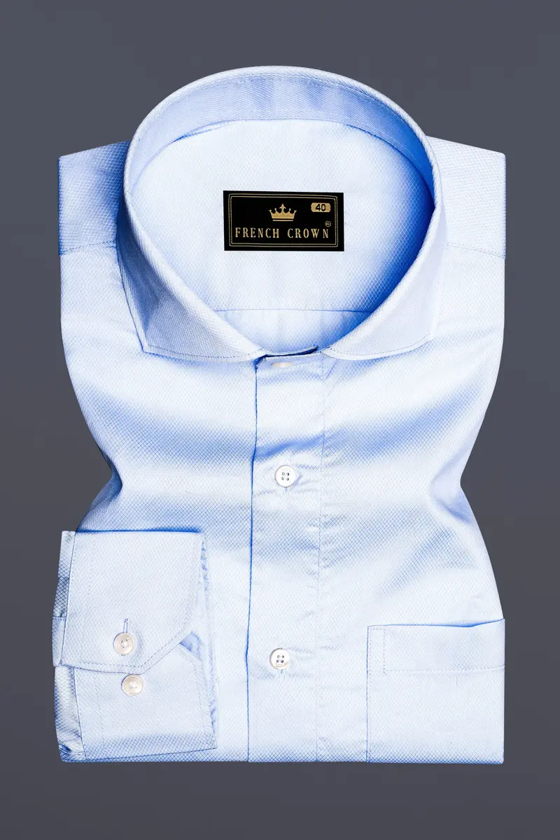 Hawkes Blue Dobby Textured Premium Cotton Shirt 4