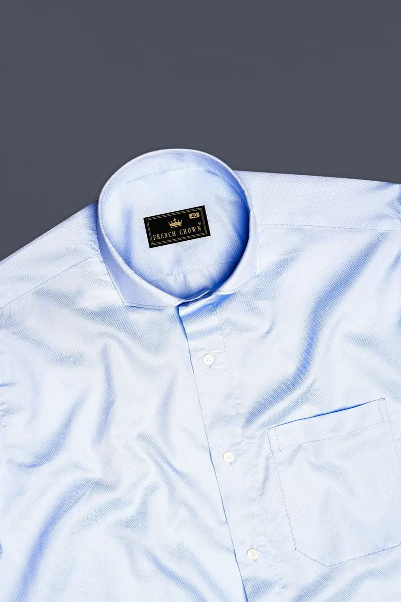 Hawkes Blue Dobby Textured Premium Cotton Shirt 5