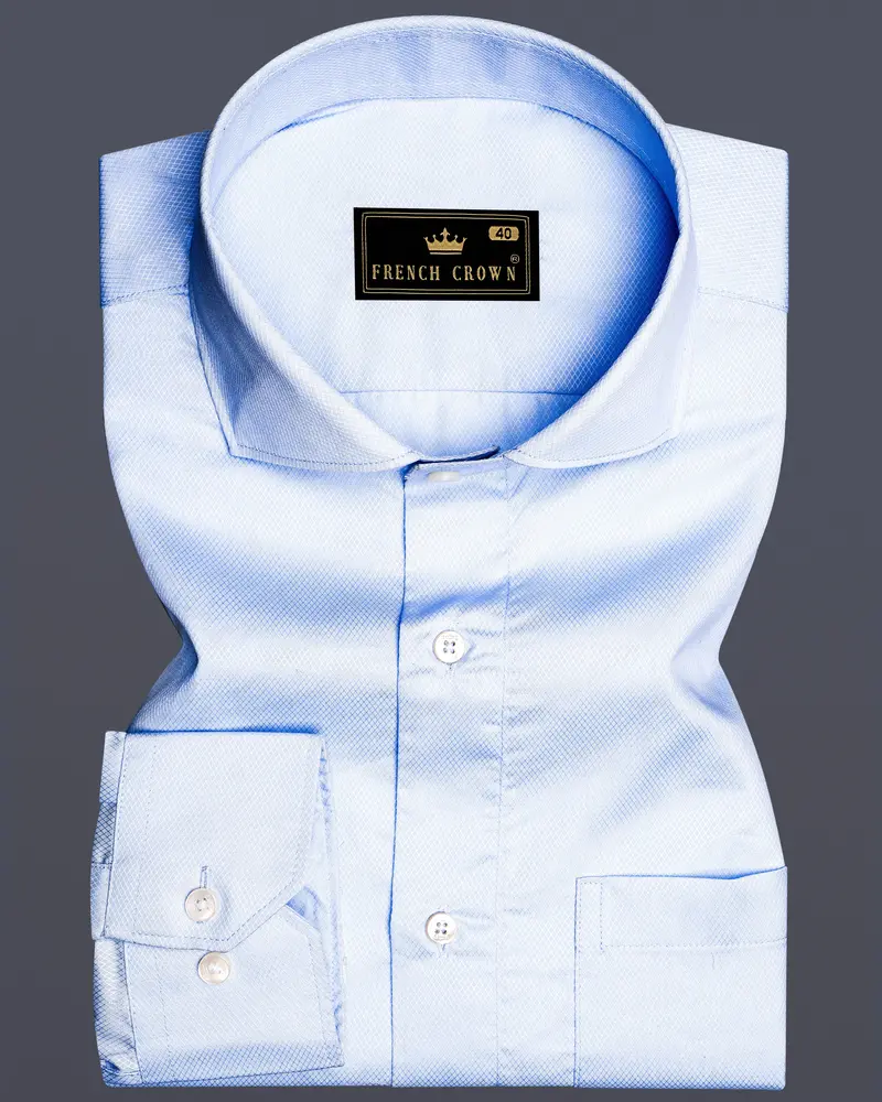 Hawkes Blue Dobby Textured Premium Cotton Shirt 6