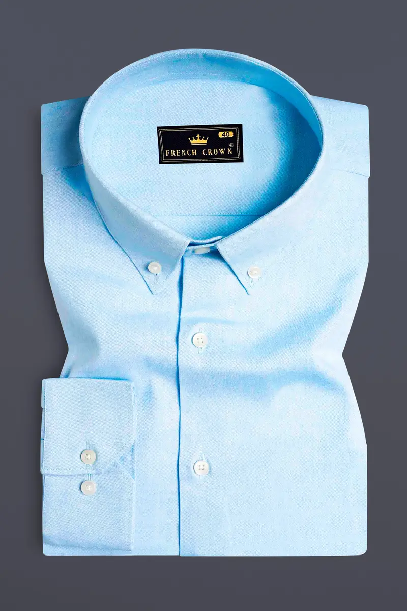 Hawkes Blue Three Colour Striped Royal Oxford Shirt 5