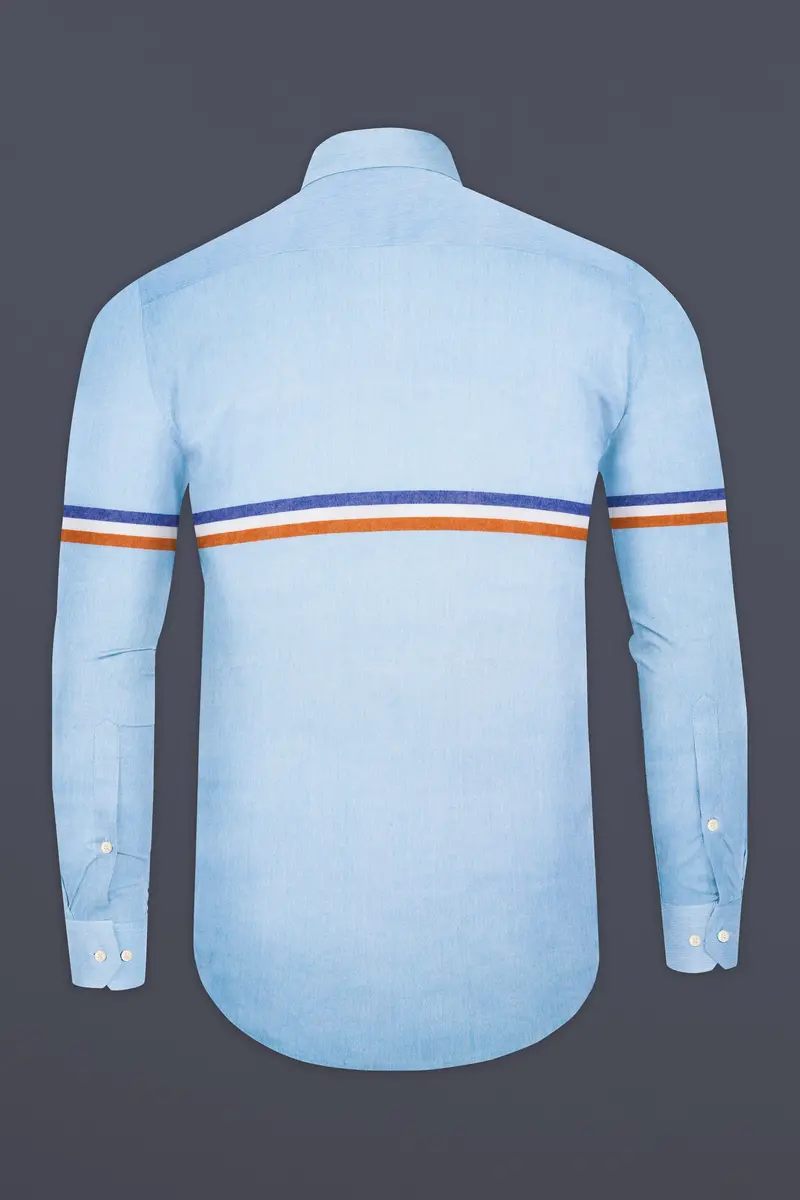 Hawkes Blue Three Colour Striped Royal Oxford Shirt 6