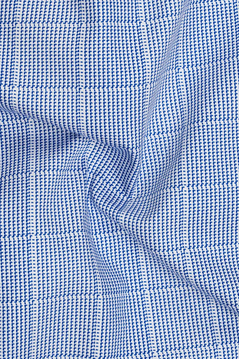 Haze-Faded Blue Plaid Subtle Sheen Super Soft Premium Cotton Dress Shirt 3