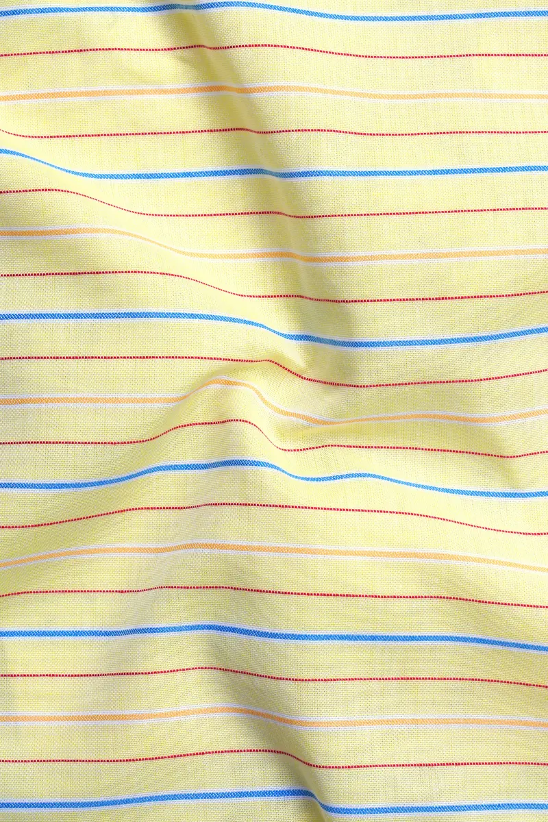 Hazel Yellow Striped Dobby Textured Premium Cotton Shirt 2