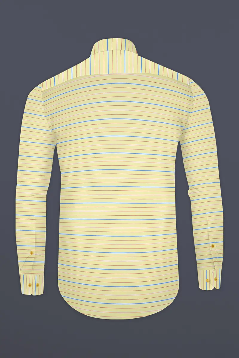 Hazel Yellow Striped Dobby Textured Premium Cotton Shirt 4