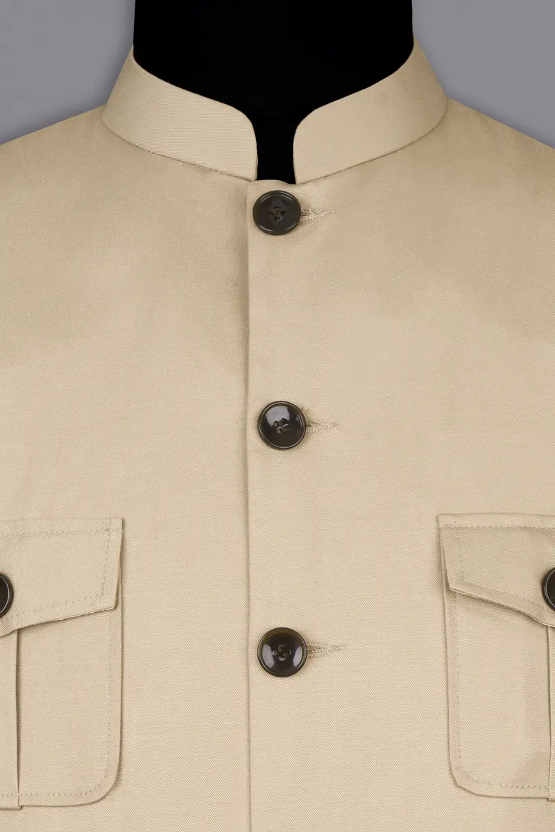 Hazelnut Cream Subtle Sheen Designer Nehru Jacket 5