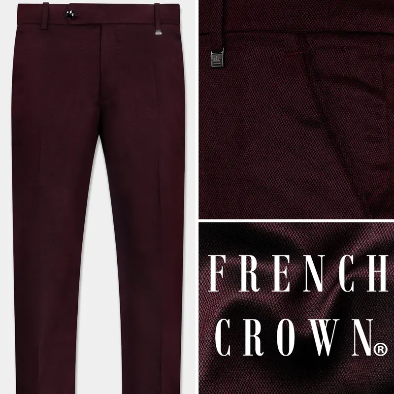Heath Maroon Wool Rich Stretchable Pant 1