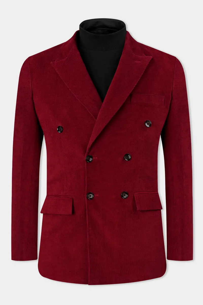 Heath Red Double Breasted Corduroy Premium Cotton Blazer 2