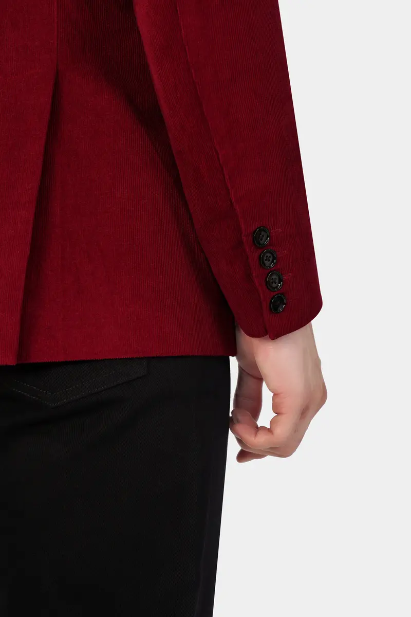 Heath Red Double Breasted Corduroy Premium Cotton Blazer 4