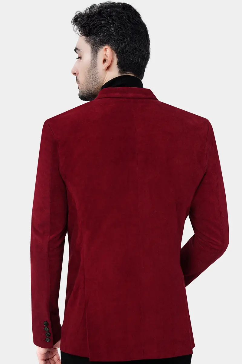 Heath Red Double Breasted Corduroy Premium Cotton Blazer 5