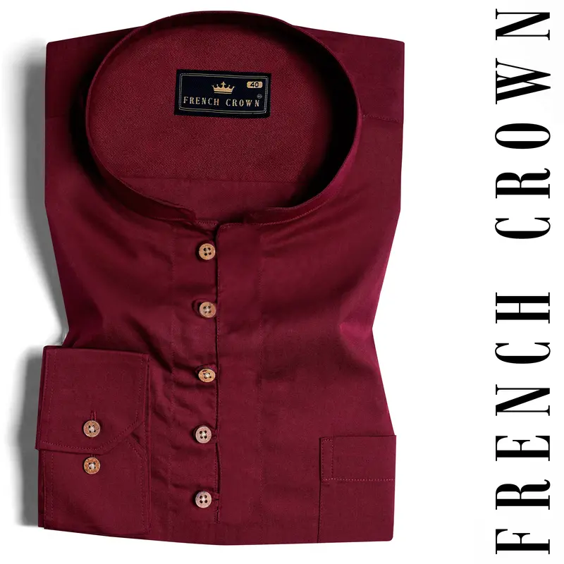 Heath Red Twill Premium Cotton Kurta Shirt 1