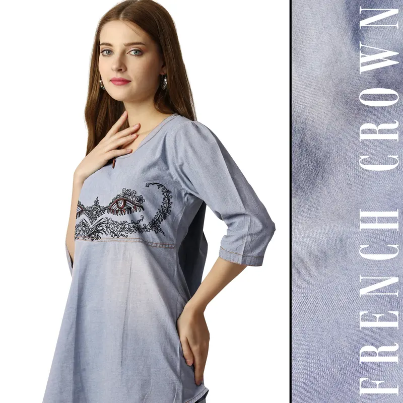 Heather Gray Denim Top 1