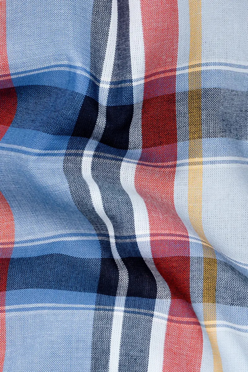 Heather Gray With Poppy Red And Rock Blue Plaid Super Soft Poplin Shirt 2