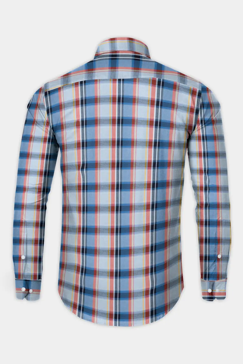 Heather Gray With Poppy Red And Rock Blue Plaid Super Soft Poplin Shirt 5
